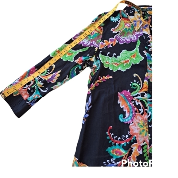 Ralph Lauren floral Unisex Blouse 3/4 sleeve multicolor top - Picture 13 of 13